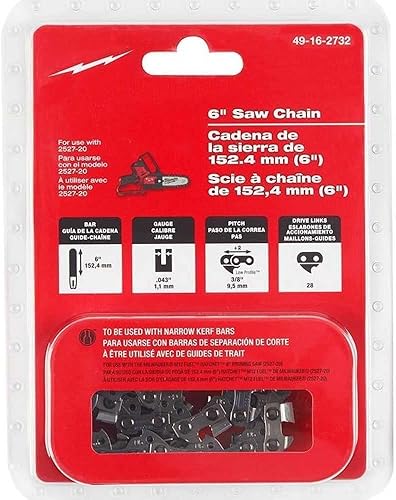 Cadena de sierra de 6" para herramienta Milwaukee 49-16-2732,6 pulgadas cadena de repuesto para sierra de poda de hacha M12