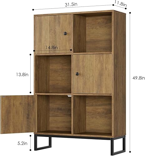 Miniatura 2 de Estantería y estantería con puertas gabinetes de almacenamiento industriales de madera de 4 niveles estantes de exhibición altos estantería para