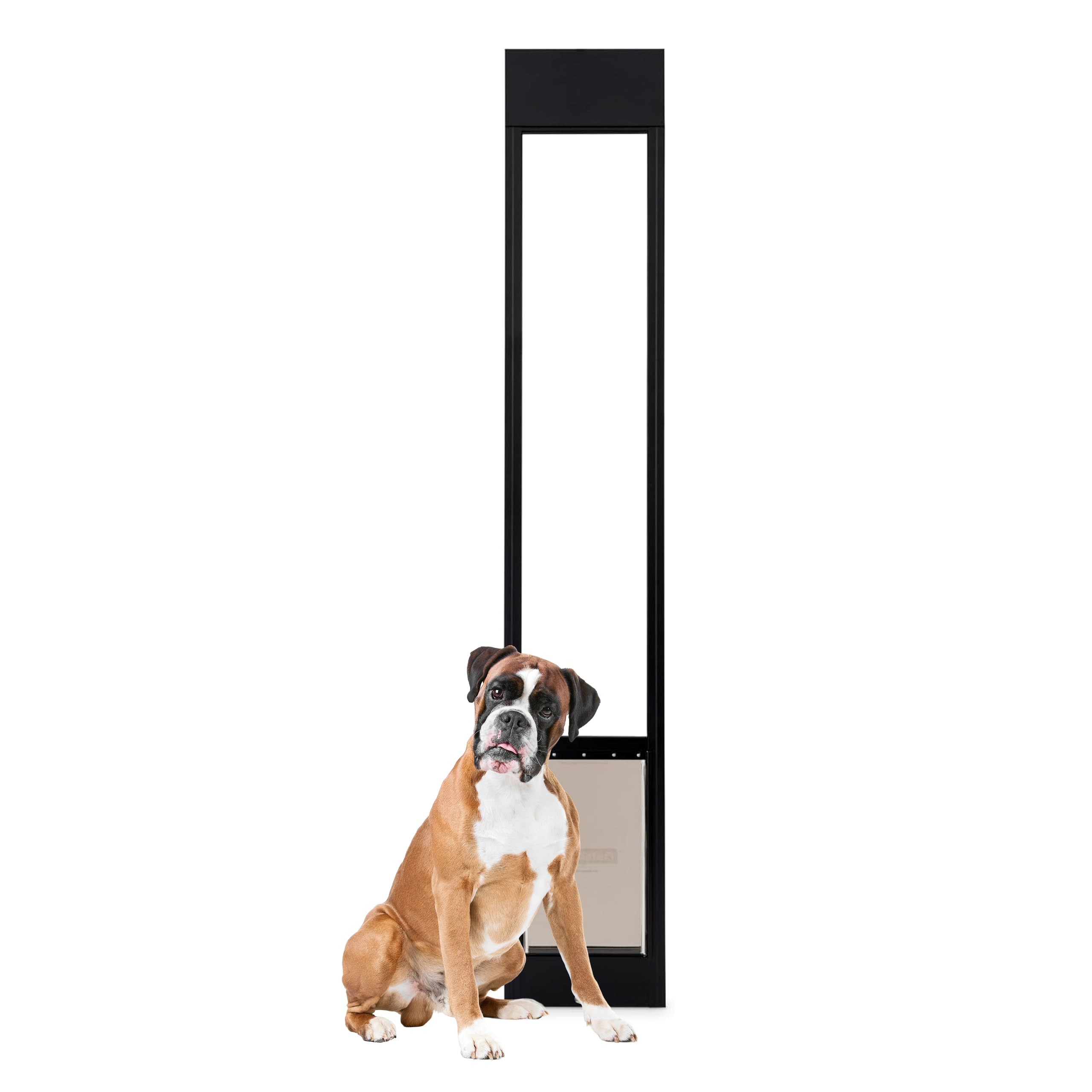 PetSafe Sliding Glass Pet Door, 1 Piece, Large Dogs to 100 lbs, Black | Adjustable Height 75 7/8 to 80 11/16 Inches, No-Cut DIY Install into Existing Track, Magnetic Flap, Durable Aluminum Frame 75 7/8" to 80 11/16" Sliding Door Large - Standard Black