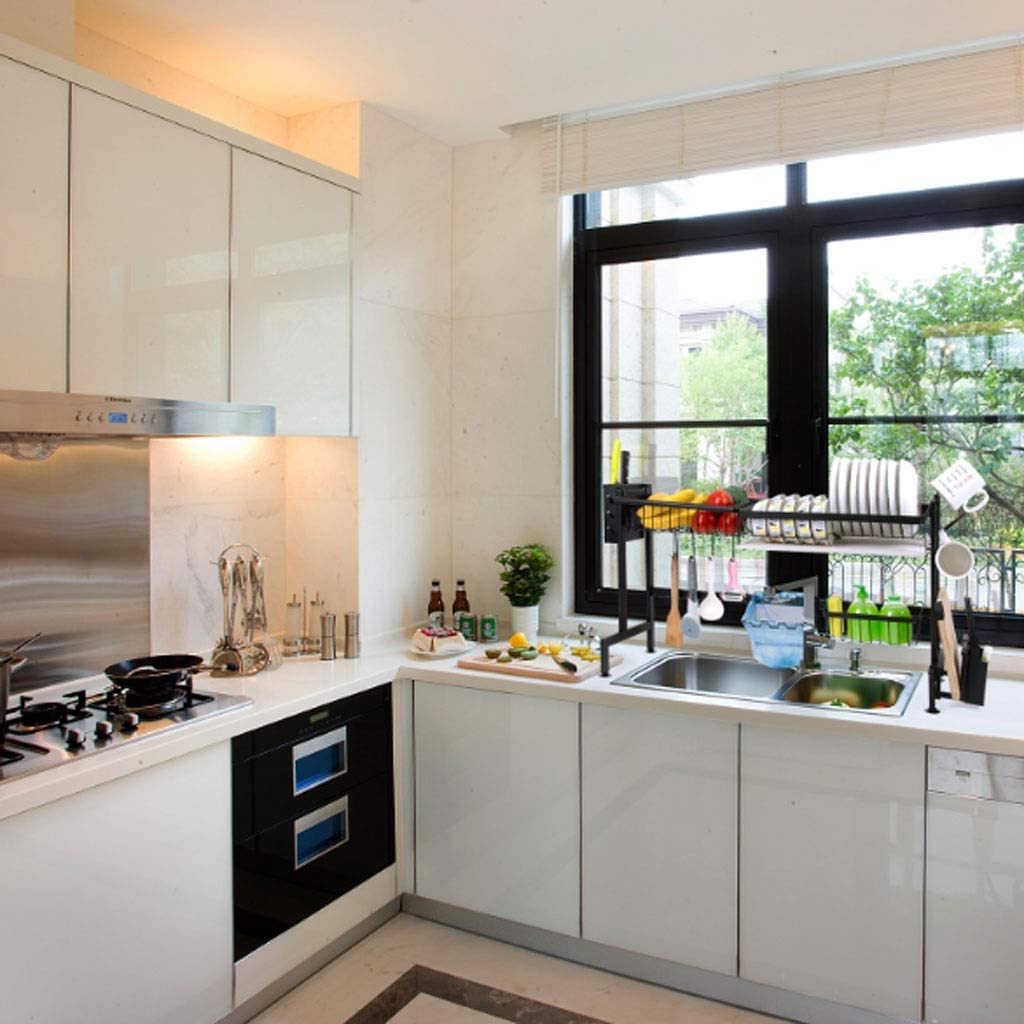 Escurreplatos Estante para Platos De Cocina Acero Inoxidable, para Escurridor Y Juego para Colgar Tazas Organización Cocina
