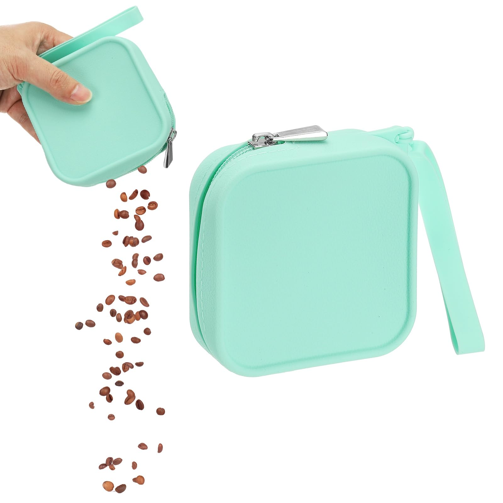 sourcing map Silicone Dog Treat Pouch, Auto Closure, Pocket Size, Portable Walking Bag for Dog and Cat 4x4 Inch (Green, 1Pcs), Intended for Pet Travel/Training/Walking โ image 1