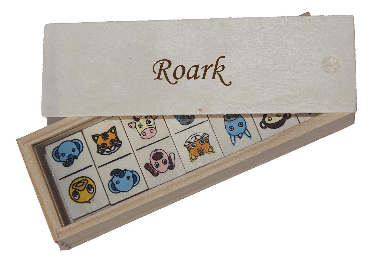 Shopzeus Children's Domino in Wooden Box. Engraved name Roark (first name/surname/nickname)