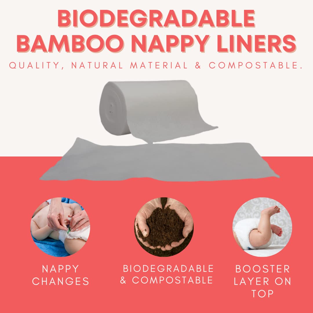 Lot de 300 couches biodégradables en bambou ☆ Grande doublure douce réutilisable compostable pour couches en tissu réutilisables