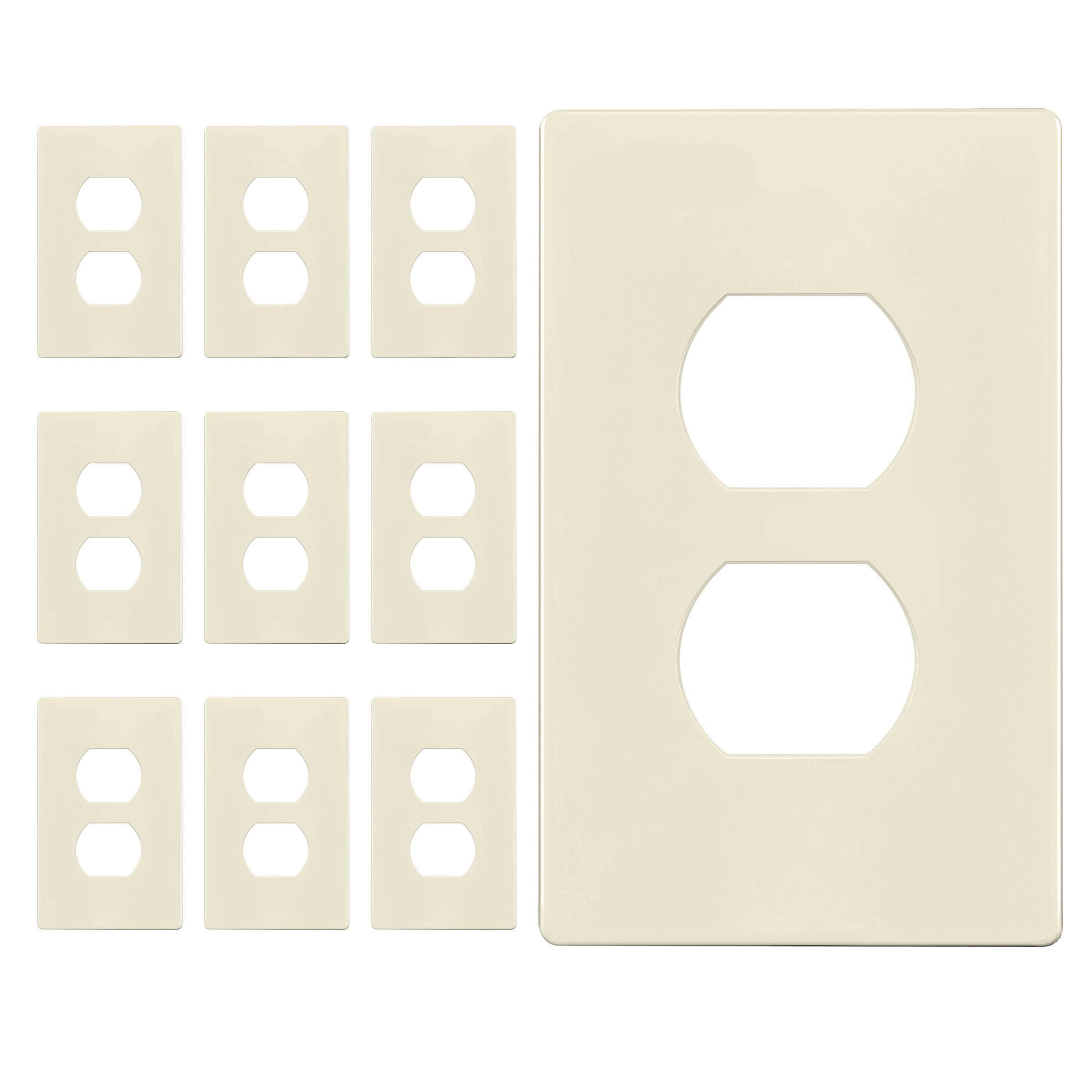 ENERLITES Duplex Outlet Receptacle Cover, Screwless Wall Plate, Standard Size, 1-Gang 4.68" x 2.93", Unbreakable Polycarbonate Thermoplastic, UL Listed, SI8821-LA-10PCS, Light Almond, 10 pack
