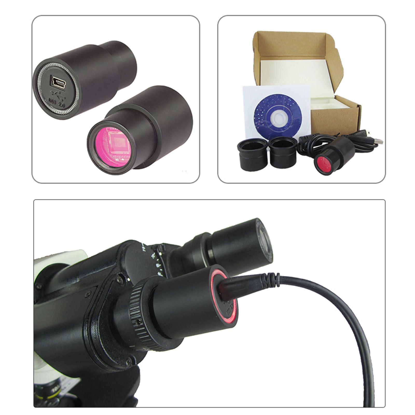Resolución 2 Resolución ocular digital Accesorios de cámara de microscopio Alta ampliación para imágenes microscópicas Accesorios para microscopio