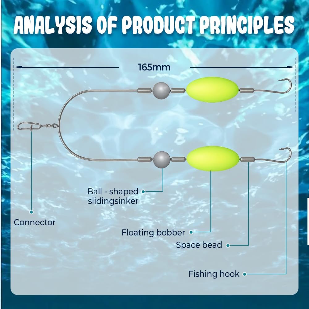6x Double Hook Reverse Bottom Rig - Doppelhaken Für Karpfenangeln
