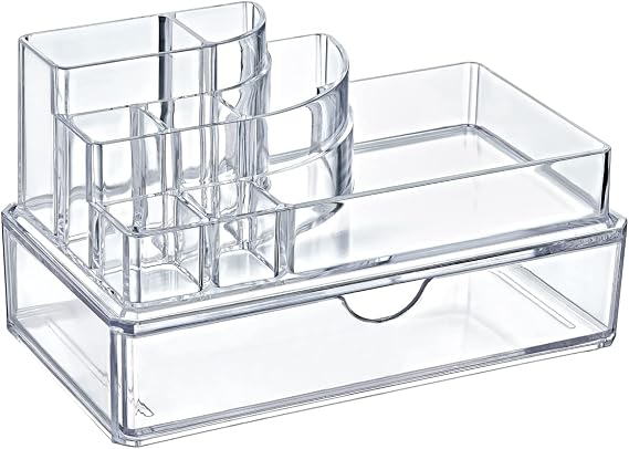 Deconox 9 Compartment Drawer Podium Cosmetic Product Organizer, Podium Shaped Acrylic Makeup Organizer...