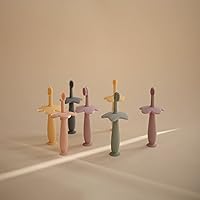 Vista 8 de mushie - Cepillo de dientes para niños pequeños con diseño de flor (rosado)