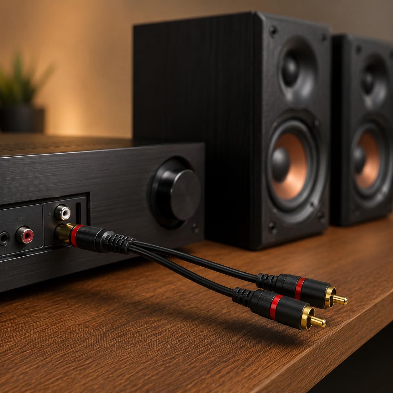 Lot de 2 répartiteurs RCA 1 mâle vers 2 femelles, câble adaptateur audio vidéo en Y, bleu foncé, 0,2 m (1 femelle vers 2 mâles)