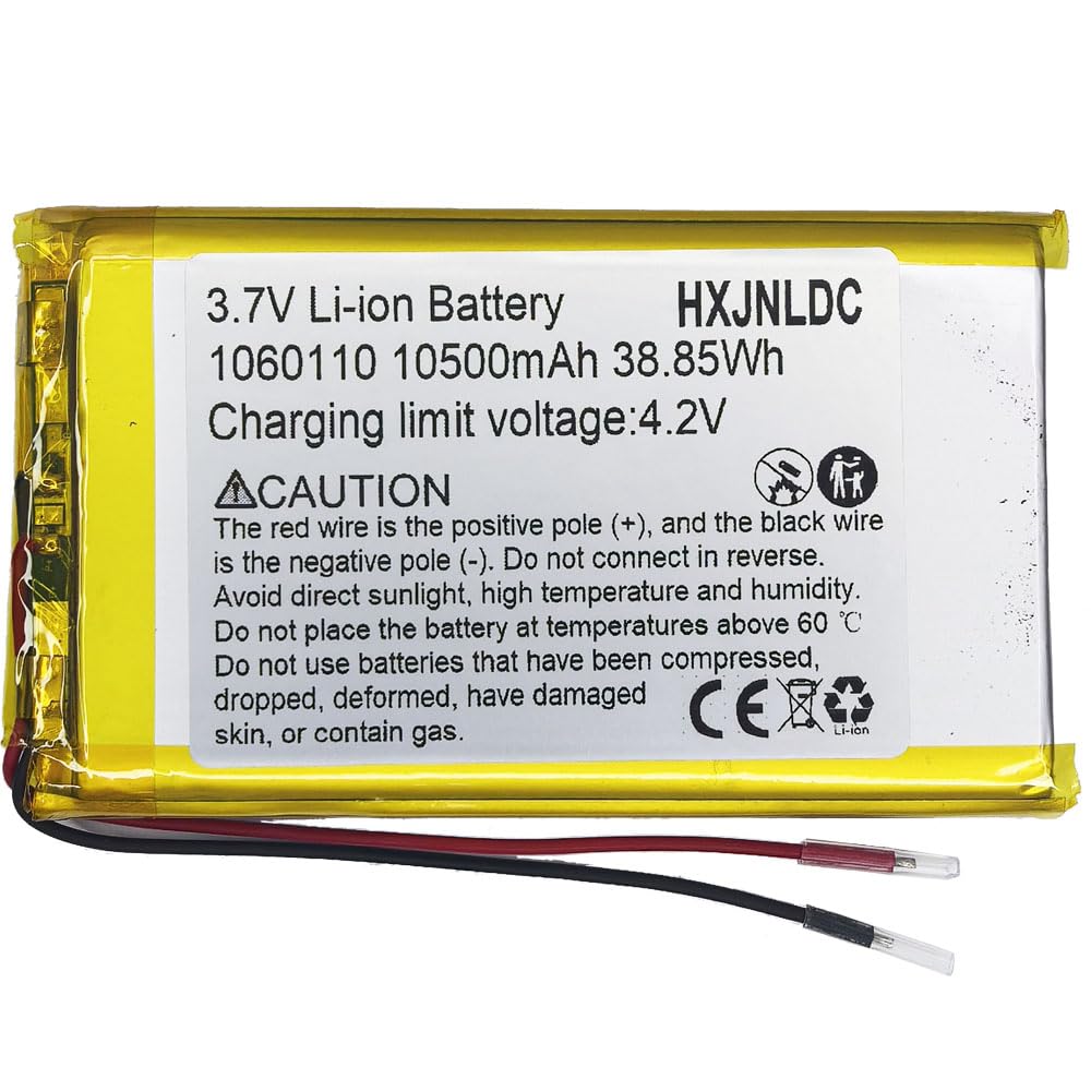 DC 3,7v 10500mah 1060110 Batterie au Lithium polymère Rechargeable pour DIY 3.7-5v Produits électroniques avec 2 Fils intégrés de Remplacement de la Batterie et de la lumière LED