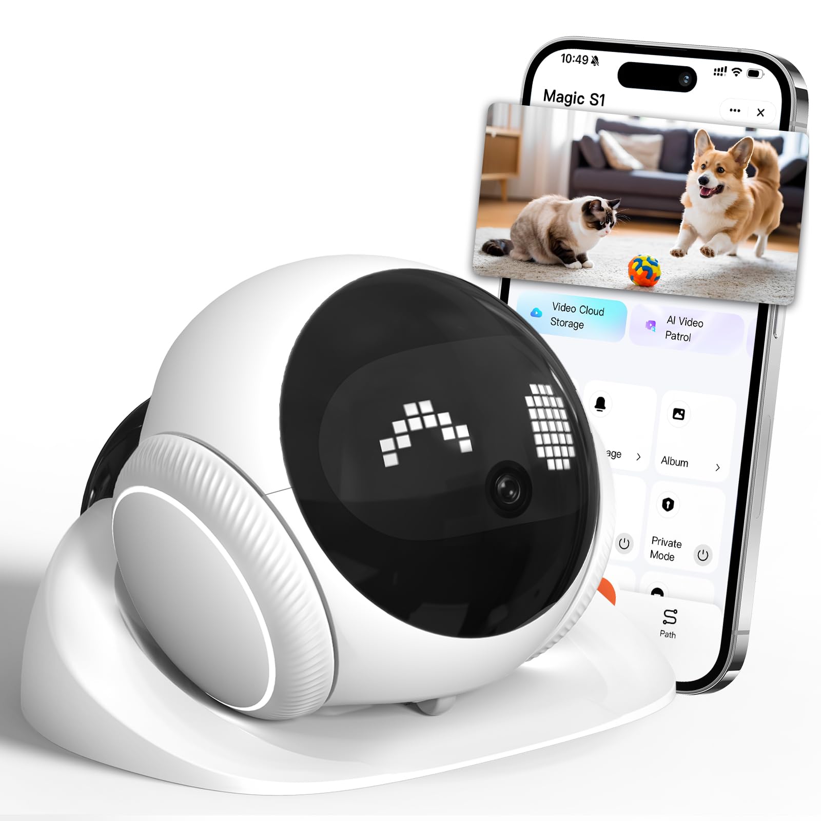 Photo 1 of Honey Tour 1080P Pet Camera Robot: Indoor Movable Home Security Camera with App Control, Night Vision, 2-Way Talk, Motion Detection, SD Card Storage, Smart Pet Cam for Cat/Dog/Baby/Elderly Monitor