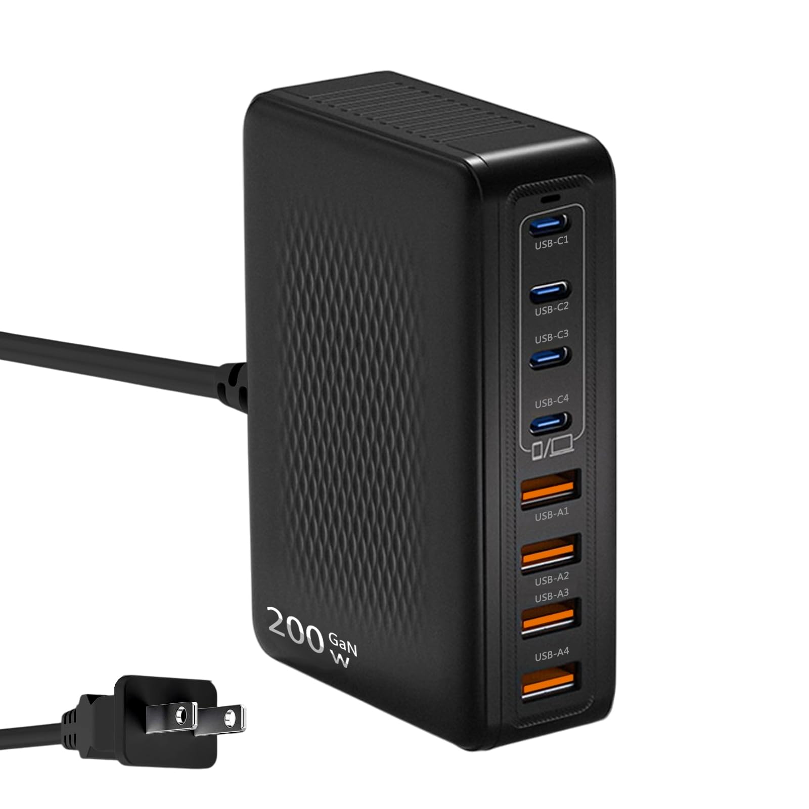 200W USB C Charger Block,Upgraded GaN III 8-Port Fast Charging Station Hub,PD 65W Laptop Charger Adapter Compatible with MacBook Pro/Air,DELL,Steam