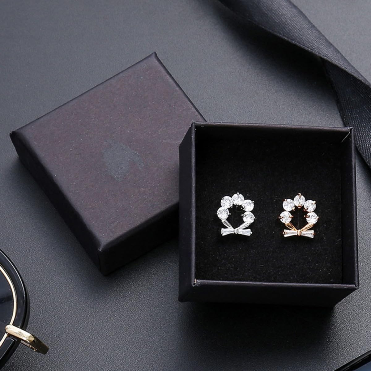 Alasum Organizador Elegante para Joyas 72 de Papel Kraft Negro Cajas Pequeñas Diseño Retro para Pendientes y Collares en Cumpleaños o Bodas