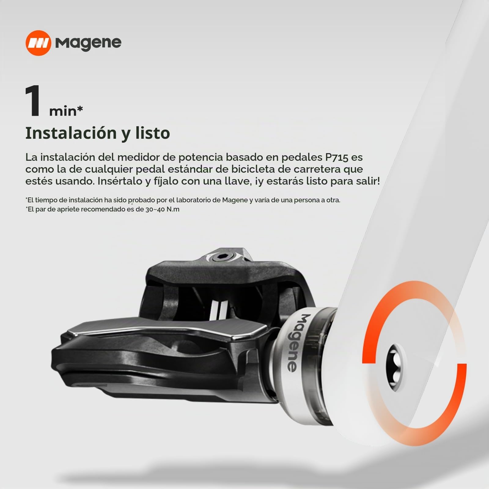 Magene P715 Medidor de Potencia de Pedal, Precisión de Potencia de ±1%, 120 h de Batería, Bluetooth Ant+, Pedales de Bicicleta de Doble Cara Compatibles con (SPD-SL)/(KEO)