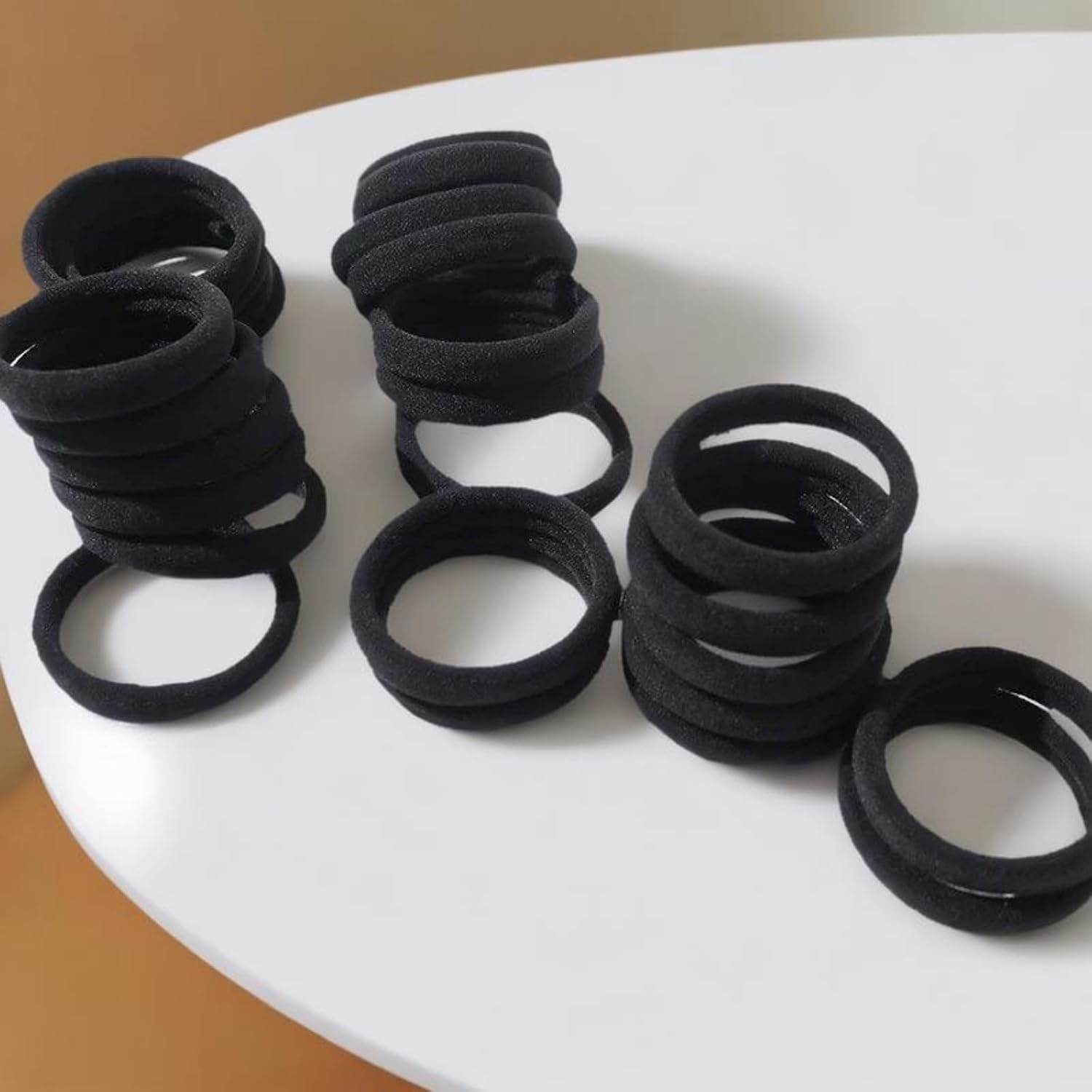 [Pacote com 100] Laço de cabelo elástico feminino, sem danos, para cabelos grossos, tecido grande de nylon macio sem costura, laços de cabelo elásticos, prendedores de cabelo para rabo de cavalo
