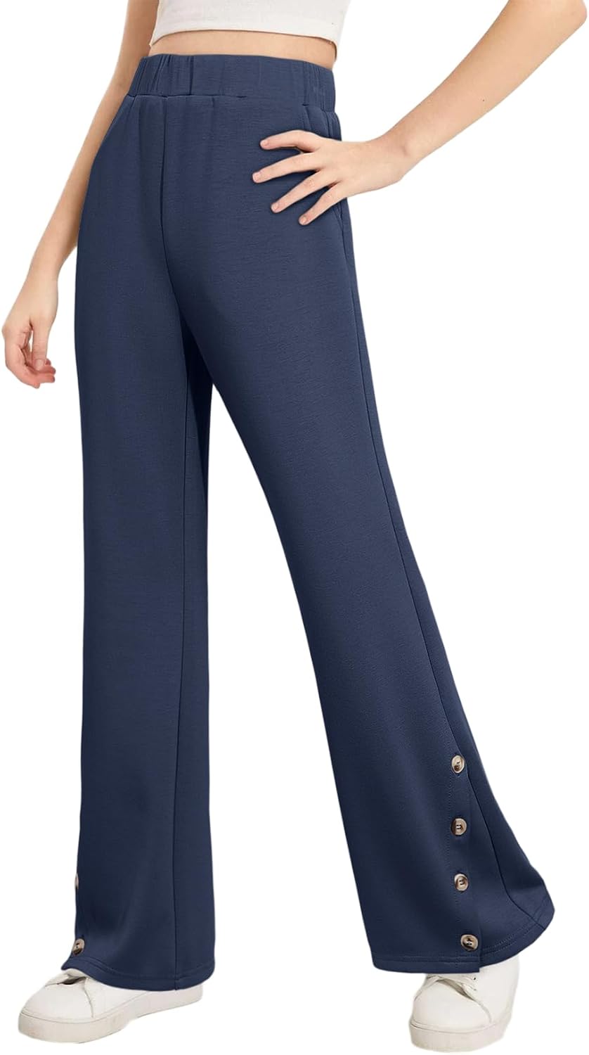 blibean Tween Girls Bell Bottom School Uniform Pants Stretchy Leggings Size 6-15 Years