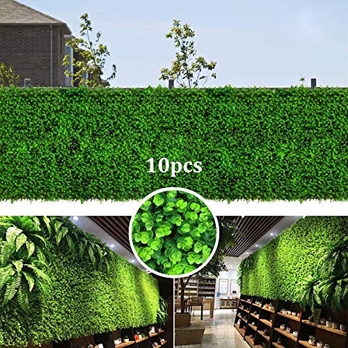 zimo10pcs Artificial Hedges Boxwood Panels, 15.7×23.6inch Faux Grass Wall Backdrop Decor Shrubs Greenery Panels Decorative Fences Covers 26 SQ feet for Indoor/Outdoor