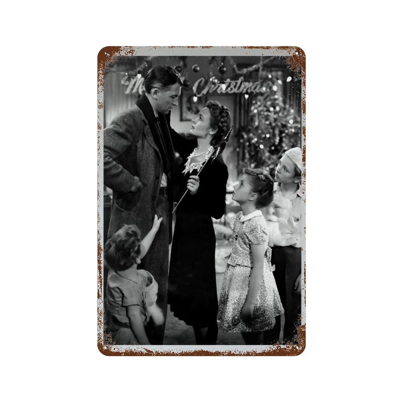 xiaoxiaoshen Its A Wonderful Life Movie Poster, Black And White, Vintage, Holiday, Wall Decor Art Metal Tin Poster Modern Home Decor Art Home Bar Shop Decorations Vintage Sign 30x20cm