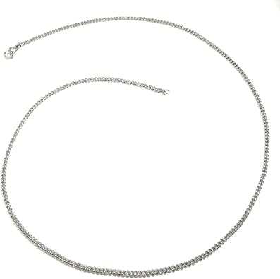 Stainless Steel Simple Thin Curb Chain Men Necklace 2mm
