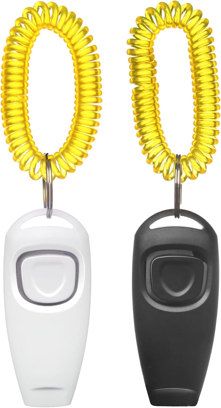 2 Pack Dog Clickers with Wrist Strap, Dog Training Whistle 2 in 1,Light Weight Easy to Use Design for Cats Puppy Birds Horses Pet Behavioral Training