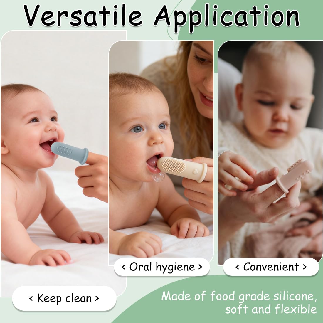 4 Pezzi Spazzolini da Dito in Silicone per Bambini, Spazzolino Neonati e Spazzolino Silicone per la Prima Igiene Orale, Massaggio Gengivale e Dentizione