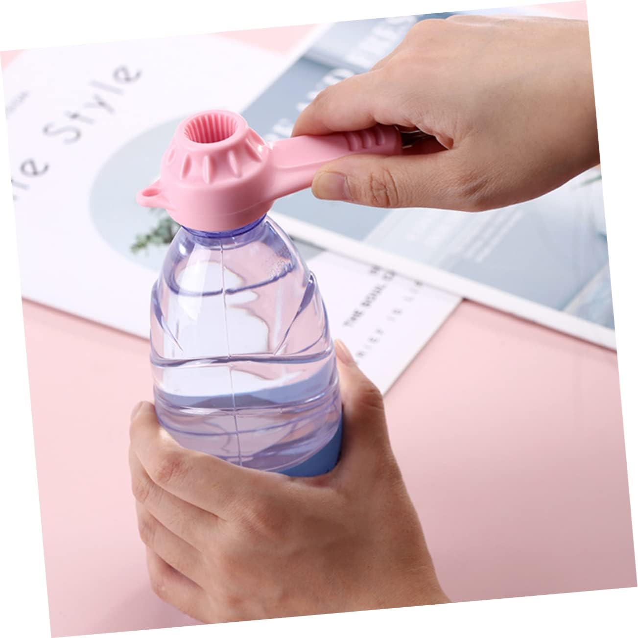 1pc Opener Canning Lid Lifter Manual Tin Canning Pot Can Lid Lifters Can Canning Rack Small Bottle Yogurt Jar Lids Convenient Lid Lifters Kitchenware Wine Abs (Pink 15.5x4.2cm)