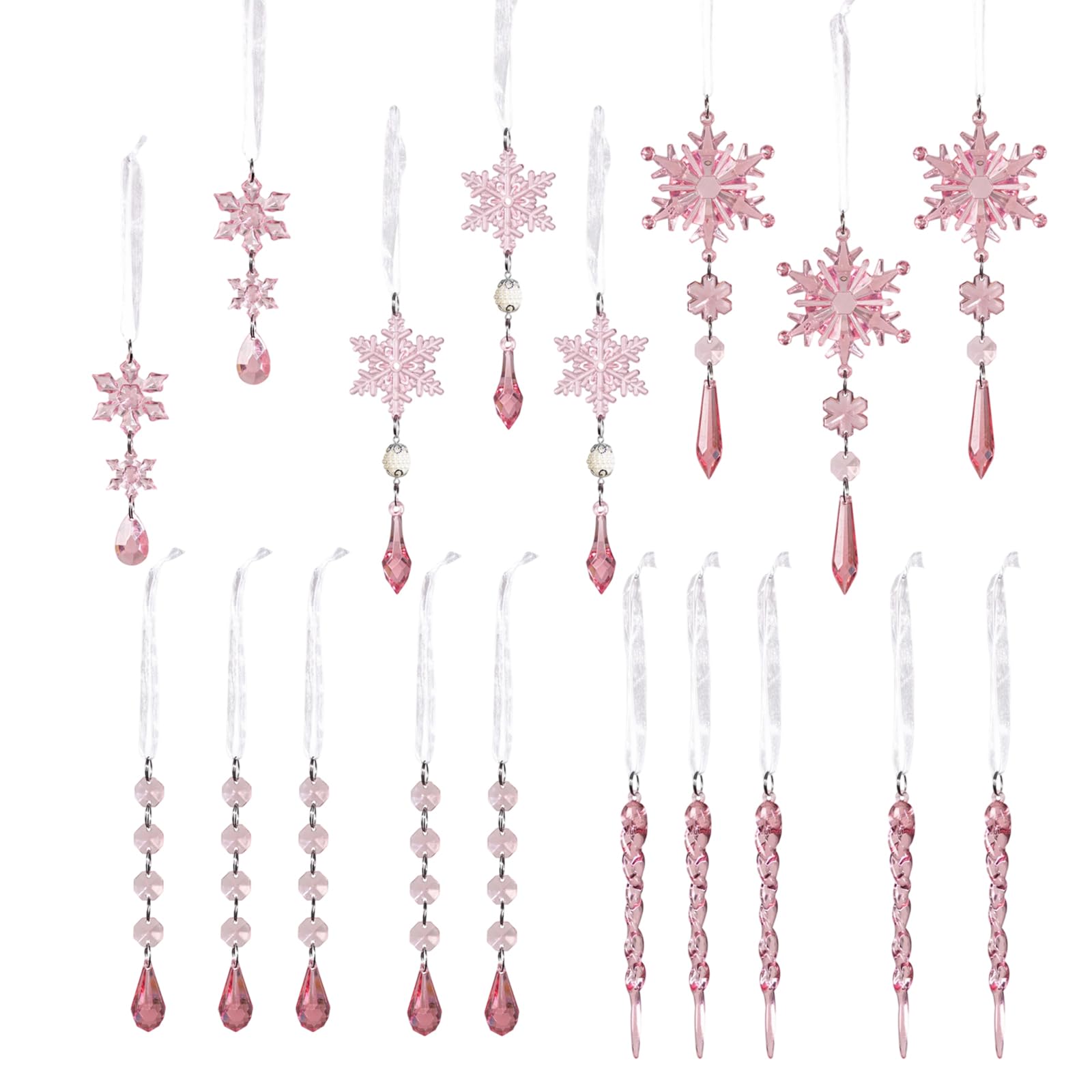 Carotoe A Indestructible Crylic Christmas Ice Sticks Snowflake Berries Ball Decorations Clear Portable Tree Party Ornament Clear Snowflake Ornament