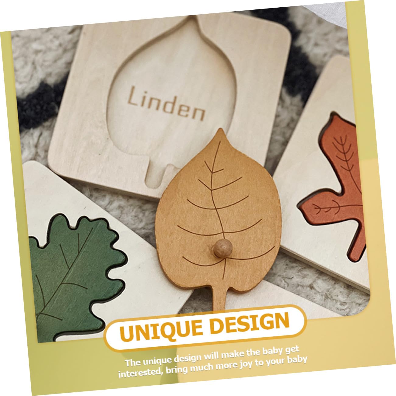 Beaupretty Puzzle Montessori Feuille en Bois 4 Pièces Jouet D’Apprentissage Précoce Et Éducatif pour Enfants Puzzle D’Encastrement Coordination Main-Oeil Jeu Cognitif 3.74 X 3.74 X 0.39 Pouces