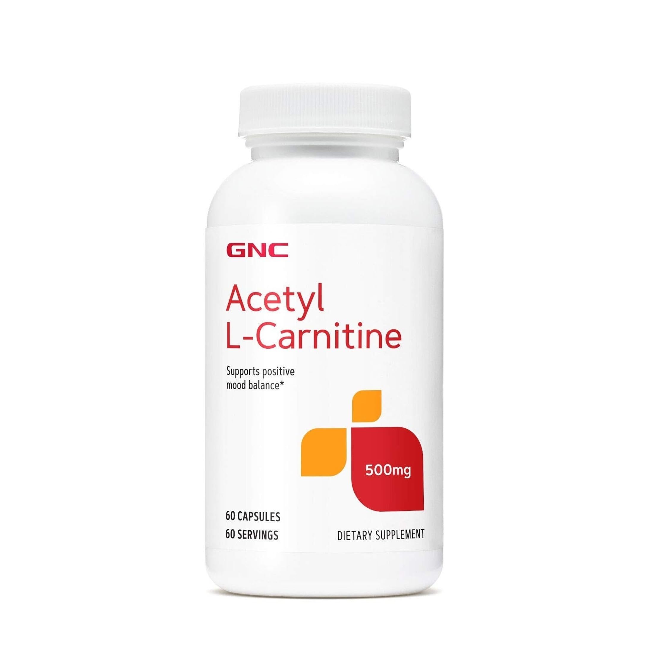 GNC Acetyl-L-Carnitine 500mg, Supports Positive Mood Balance, 60 Count