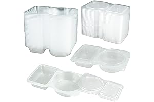 Two Compartment Containers with Lids Little Snack Containers Divider Containers for Condiments Dressing 30 Count