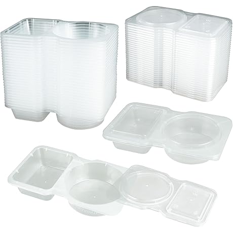 Two Compartment Containers with Lids Little Snack Containers Divider Containers for Condiments Dressing 30 Count