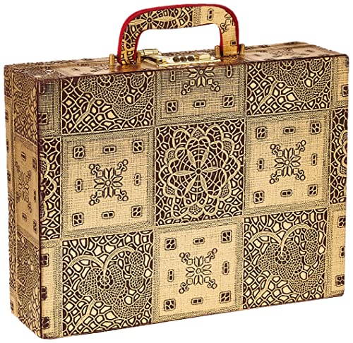 Kuber Industries Wooden 3 Rod Bangle Box BBFR1151 (Golden)