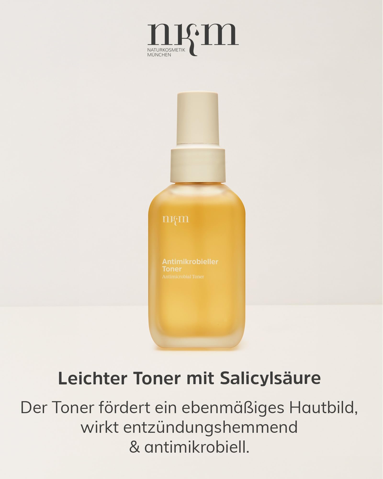 nkm Naturkosmetik München Pflege-Set bei Unreinheiten – Antimikrobieller Toner 100 ml mit Salicylsäure & Punktuelle Pickel-Paste 15 ml mit Zink – Vegan – Dermatologisch Getestet