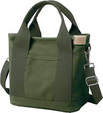 Small Tote Bag with Zipper, 2024 Canvas Multi-Pocket Crossbody Bag Shoulder Bag Satchel Hobo Bag Messenger Bag