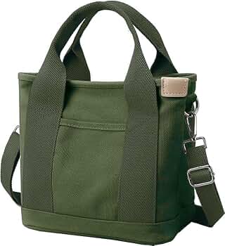 Amazon.com: Tuobo Small Tote Bag with Zipper, Canvas Multi-Pocket