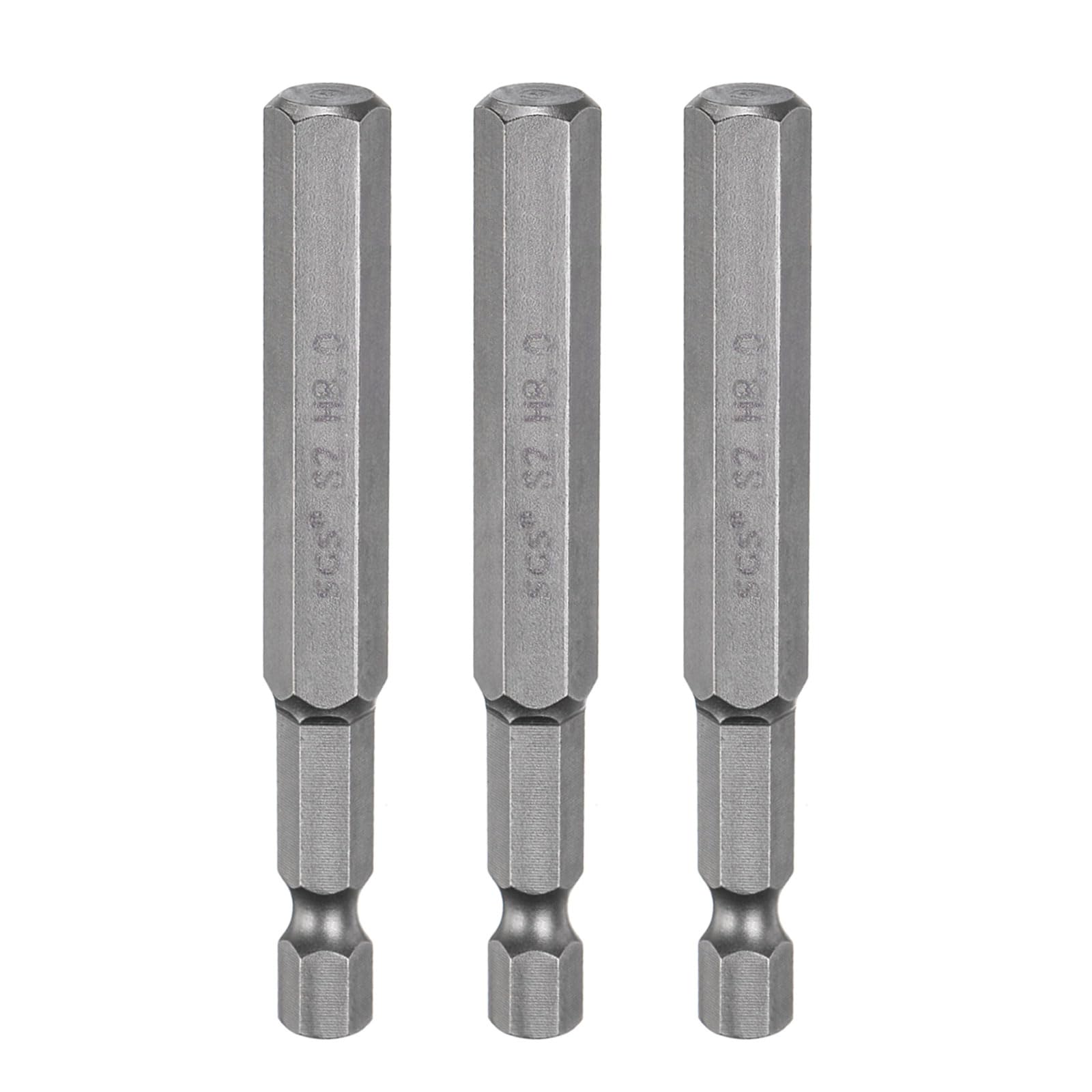 sourcing map 3pcs H8.0 Hex Head Drill Bit Wrench 8mm Metric Flat Tip 1/4" Hex Shank 75mm (3") Long Magnetic Hexagonal Screw Driver Socket Industrial Screwdriver Power Bits