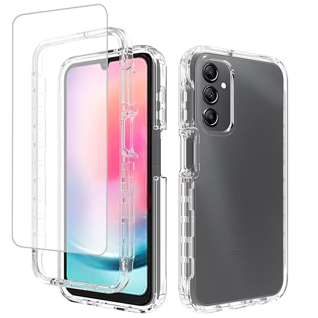 - Case for Galaxy A24 4G Case, for Samsung A24 4G SM-A245F with Tempered Glass Screen Protector, Soft 360 Full Body Shockproof Hybrid Crystal Clear Case Cover for Samsung Galaxy A24 4G Clear