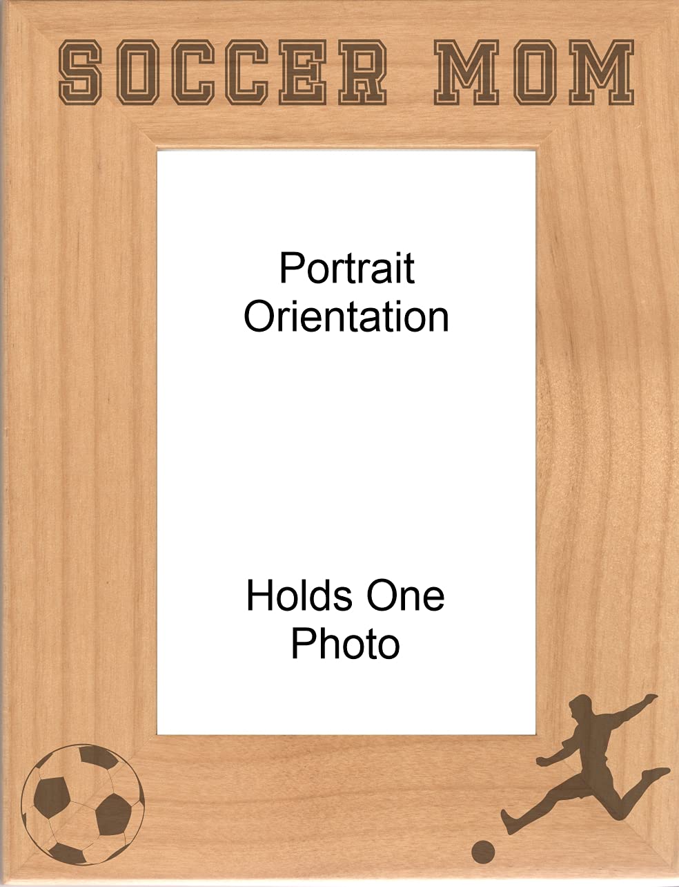 PrecisionNC Engraving Gift for Mom Soccer Mom Engraved Wood Picture Frame (5x7 Portrait)