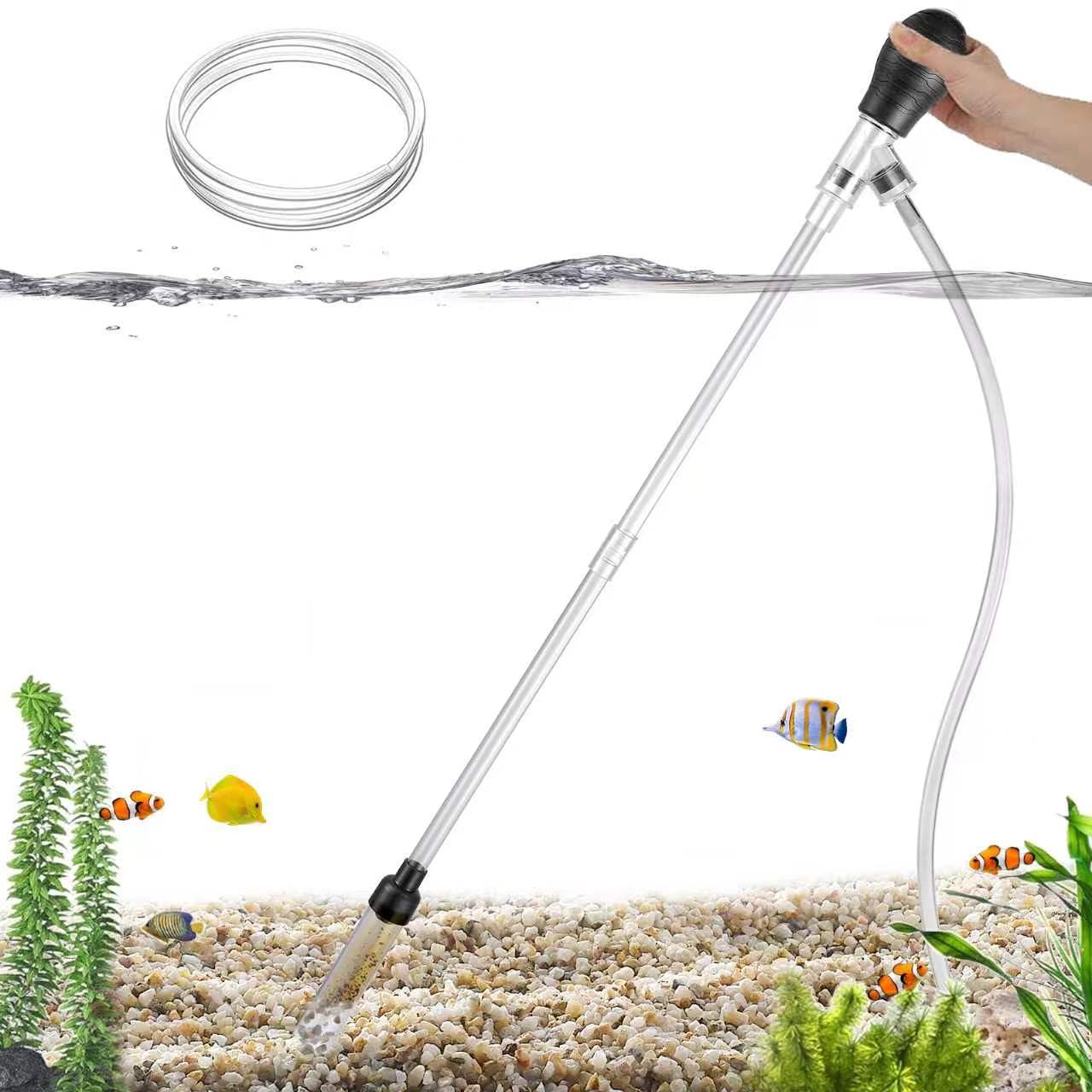 Carefree Fish Aquarium Small Gravel Cleaner 6Ft Hose Fish Tank Water Changer Sand Vacuum Silicone Airbag Adjustable Length ABS(for 3~8Gal Tank)