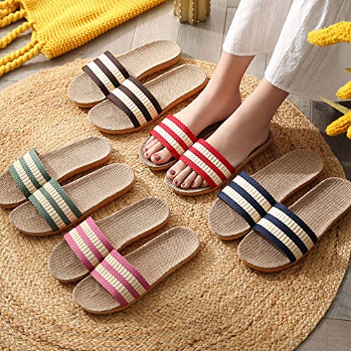 Home Straw Flip- Flops Slipper Bohemia Style Flat Printed Couple Slide Sandals Casual Summer Beach Shoes 1 Pair4