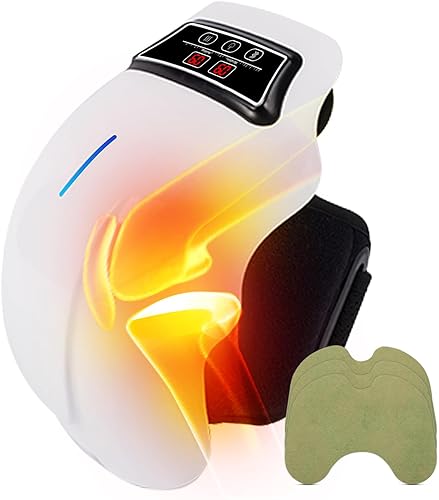MSFOOT Masajeador de rodilla para dolor de rodilla con calor y vibración infrarrojos, inalámbrico, recargable, pantalla LED transparente, fácil de