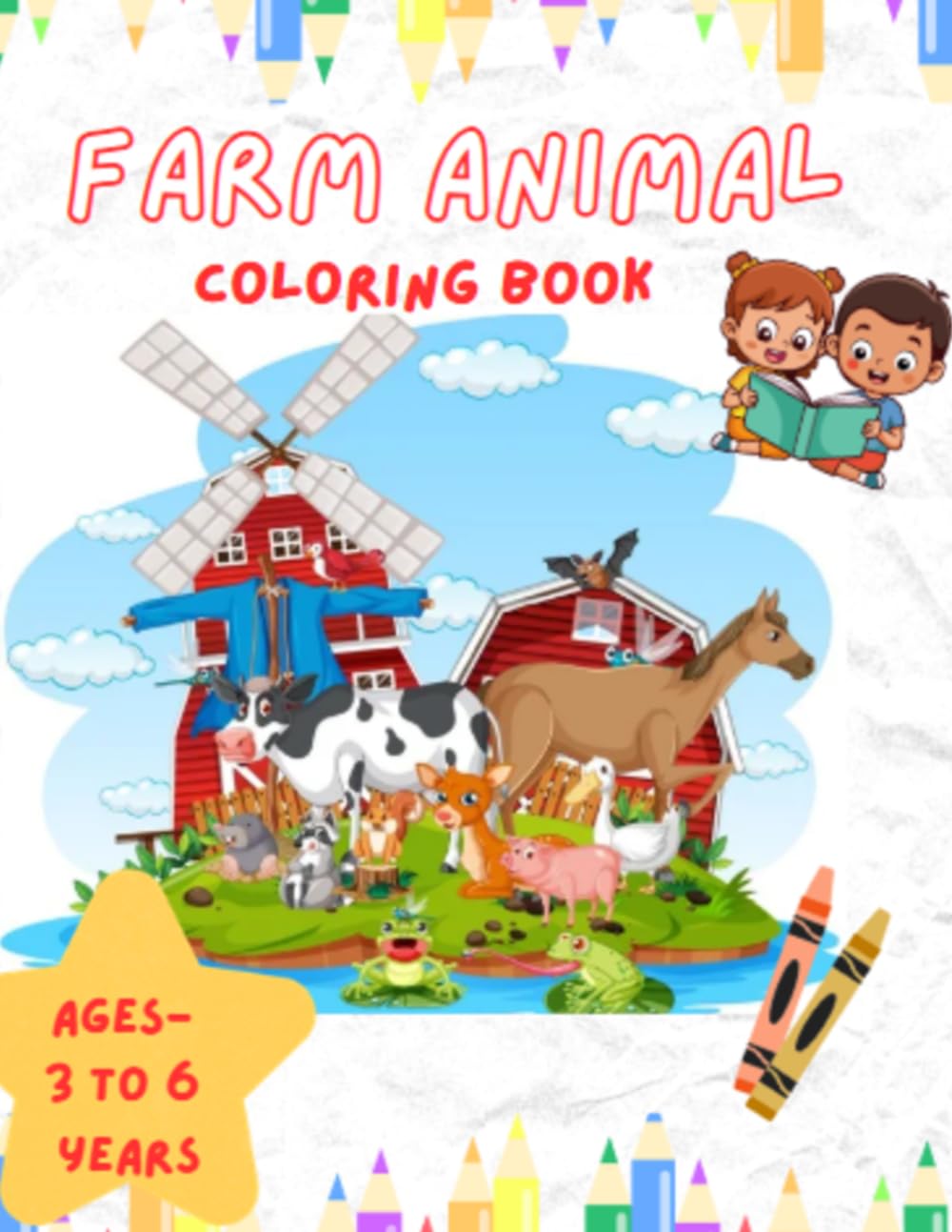 Farm Animals Coloring Book for Kids Ages 3–6: Fun and Easy Farm Animal Coloring Pages for Toddlers and Preschoolers