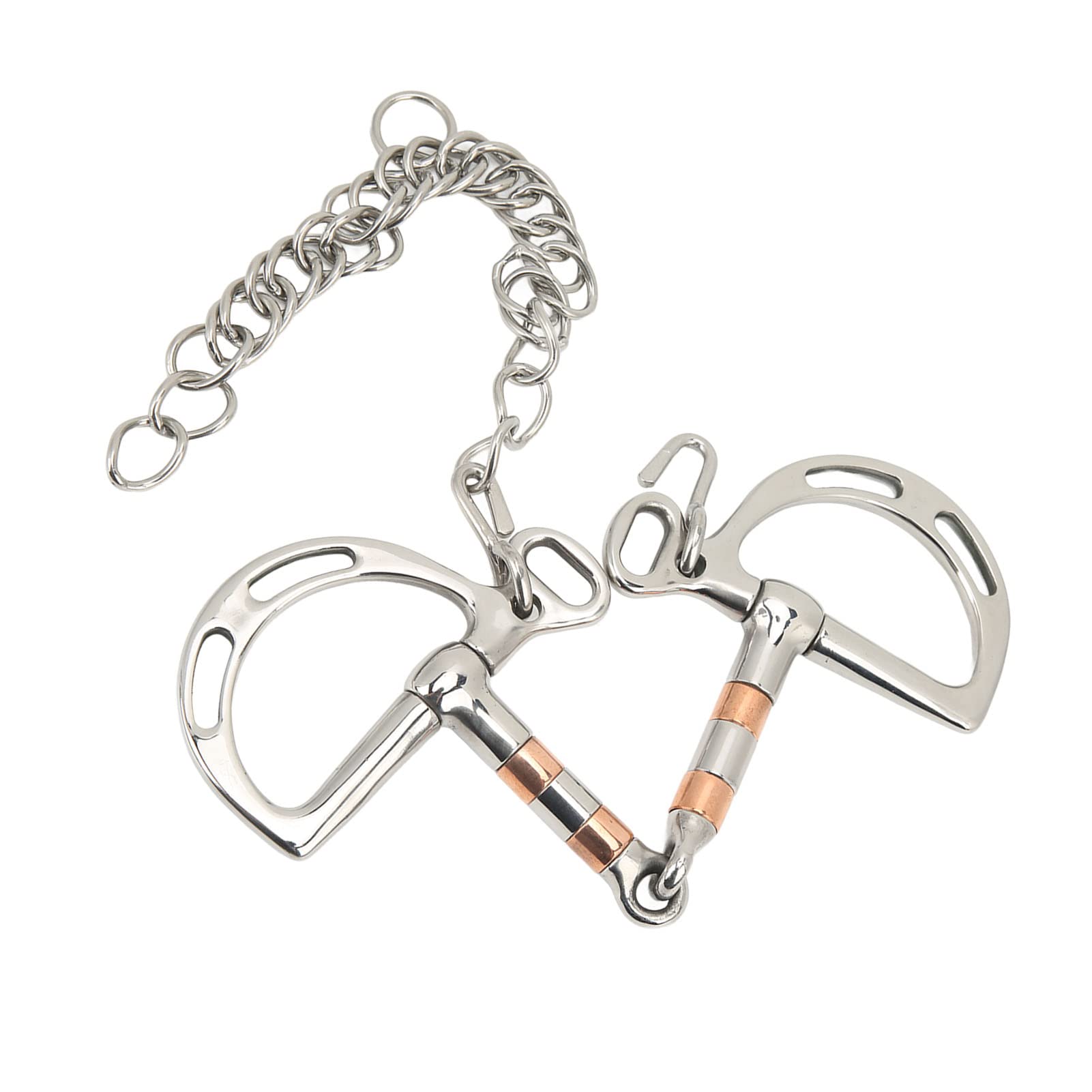 Filetto ad Anello a D per Cavallo, Morso per Cavallo in Acciaio Inossidabile con Catena in Rame, Filetto a Bocca di Cavallo da 125 mm, Design Resistente e Confortevole per Un