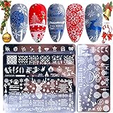 Christmas Nail Stamping Plates, 5Pcs Christmas Nail Stamper Kit Snowflakes Xmas Tree Bell Snowman Elk Nail Art Stencils Plates Winter Nail Stamp Kit Manicure Template Design Tool