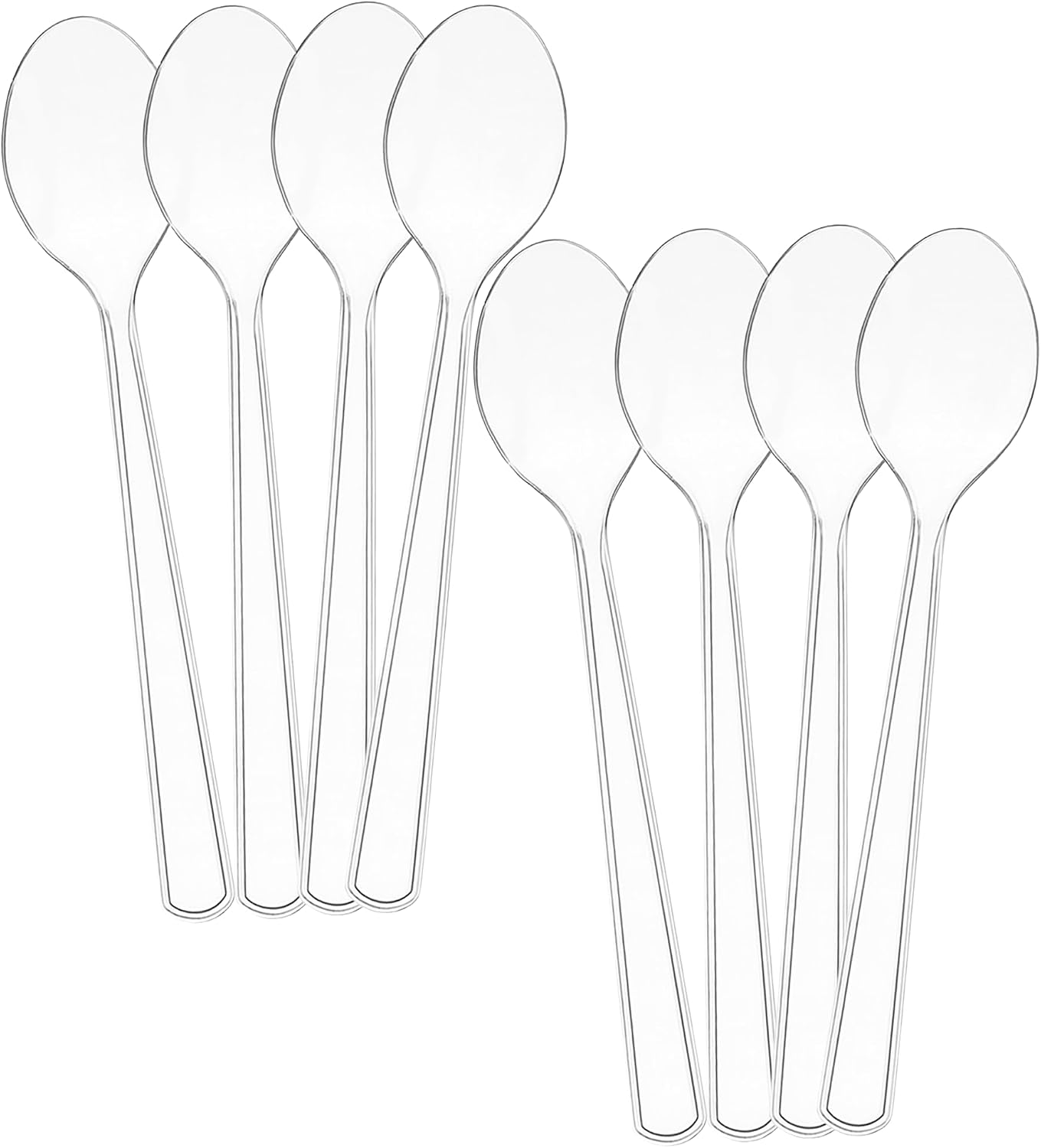 Set of 8 - 10 Clear Plastic Serving Spoons For Events Reusable or Disposable