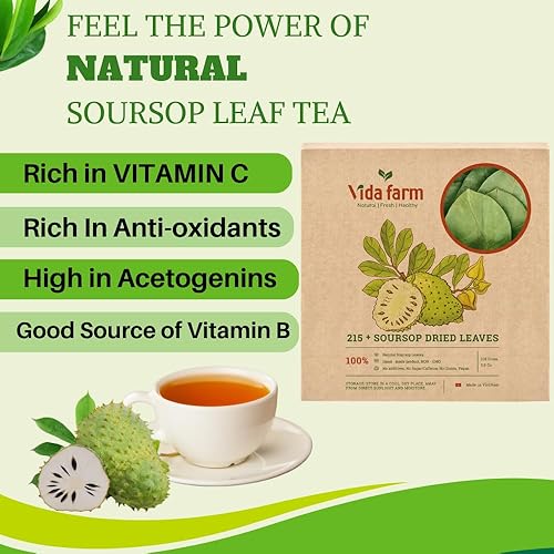 Miniatura 6 de Más de 215 hojas de té de guanábana secas, hojas de guanábana secas enteras naturales, graviola, hojas de guanabana para te hojas de guanábana