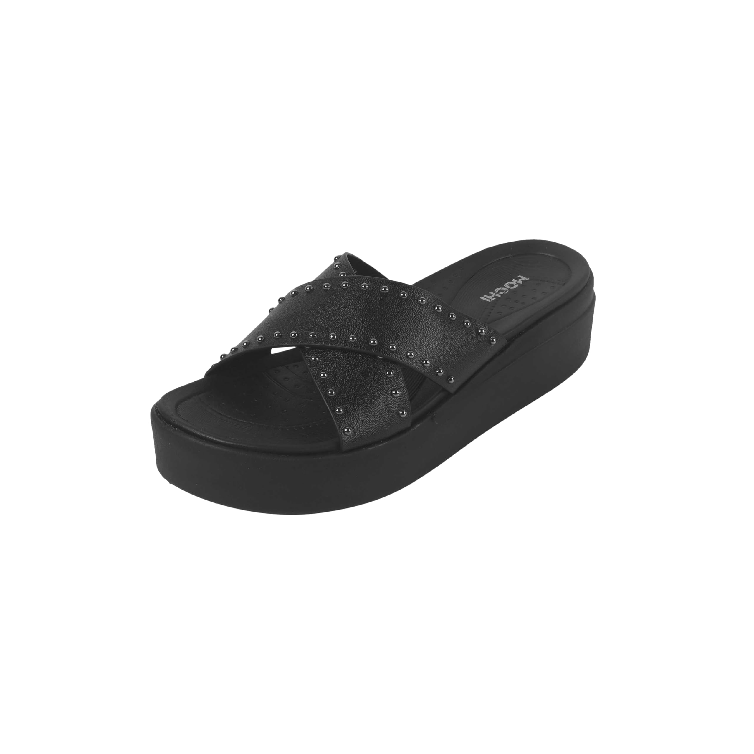 mochi Womens Fashionable Cross Strap Wedge Heels Slides-picture-28