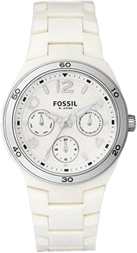 Amazon.com: Fossil ES2520 Blanco Soft-Touch de plástico de la mujer pulsera  multifunción de la esfera de color blanco analógico reloj : Fossil: Ropa,  Zapatos y Joyería