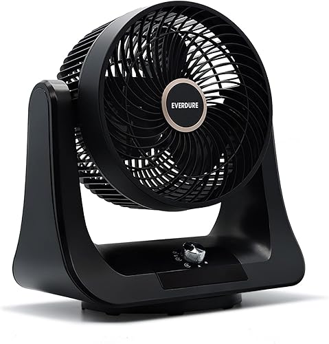 Everdure Ventilador oscilante de escritorio o mesa de 9 pulgadas, 3 ajustes de velocidad, control de flujo de aire específico, bajo ruido, portátil,