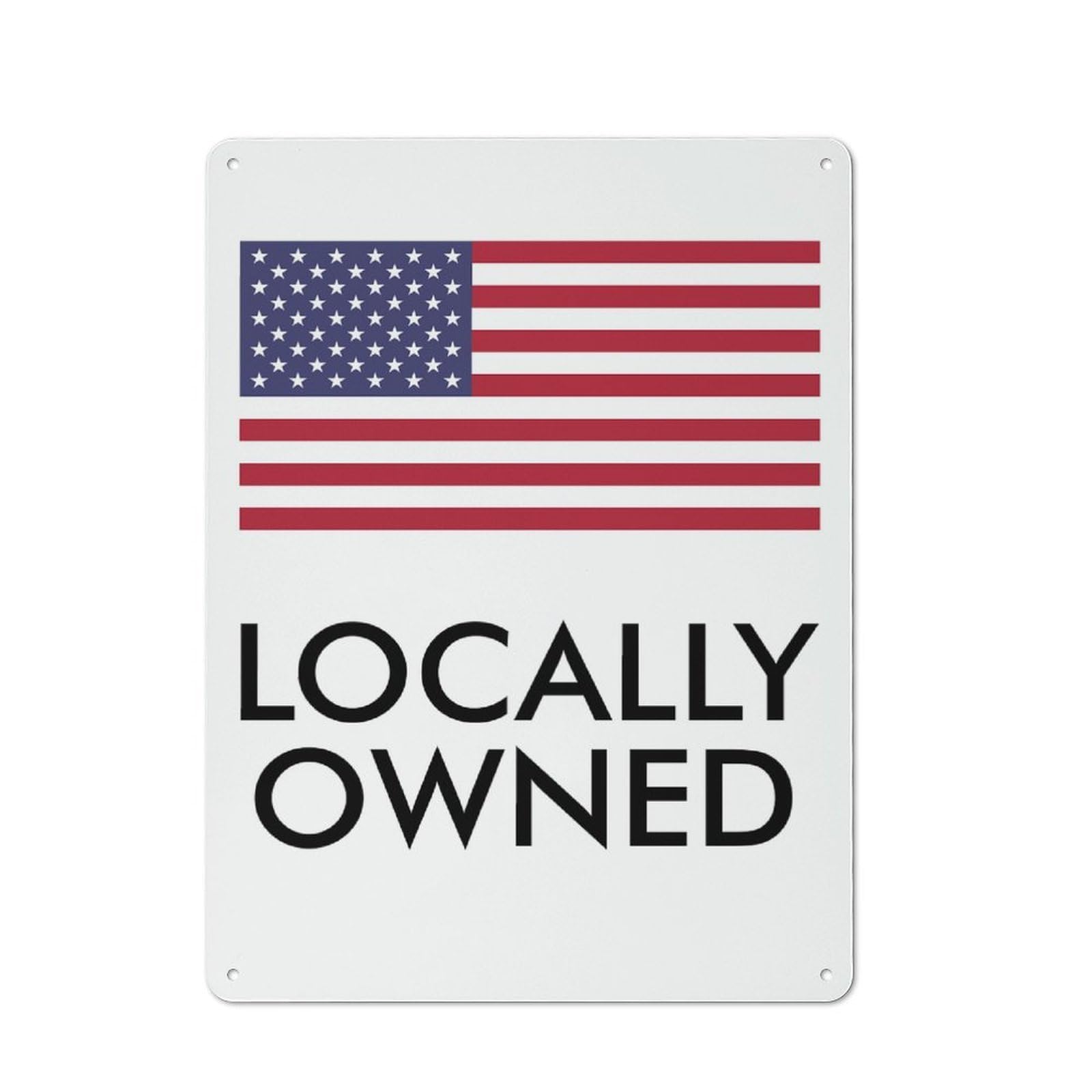 Junmoney Usa White Locally Owned 40X30cm Retro-Style Tin Sign With For Café Or Home Bar, For Metal Sign Collectors, For Garage And Workshop Walls